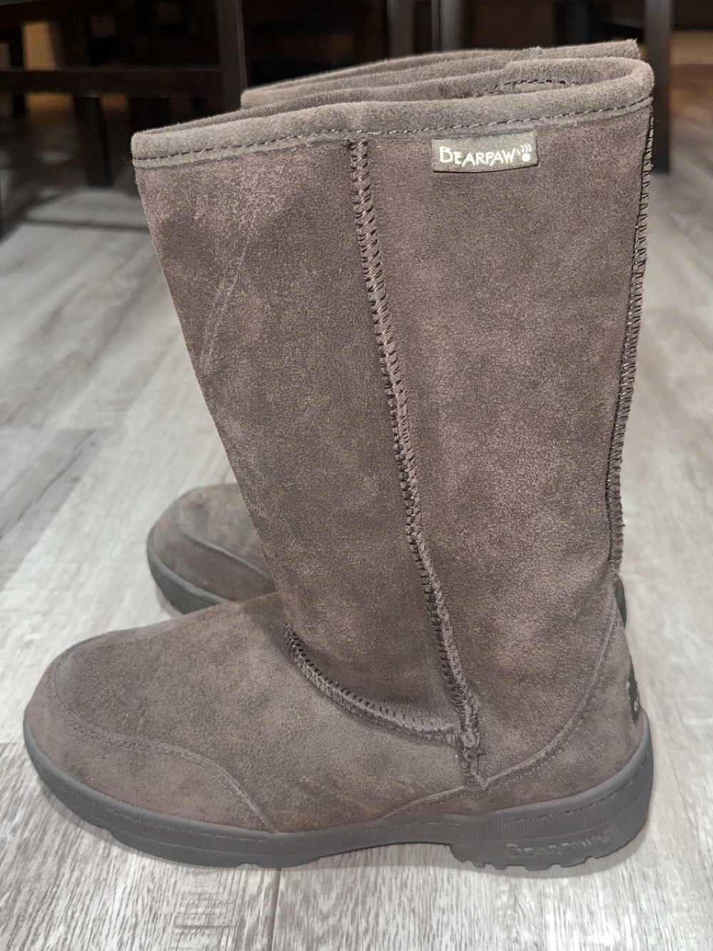 BearPaw Women's Tall Suede Boot in Dark Brown